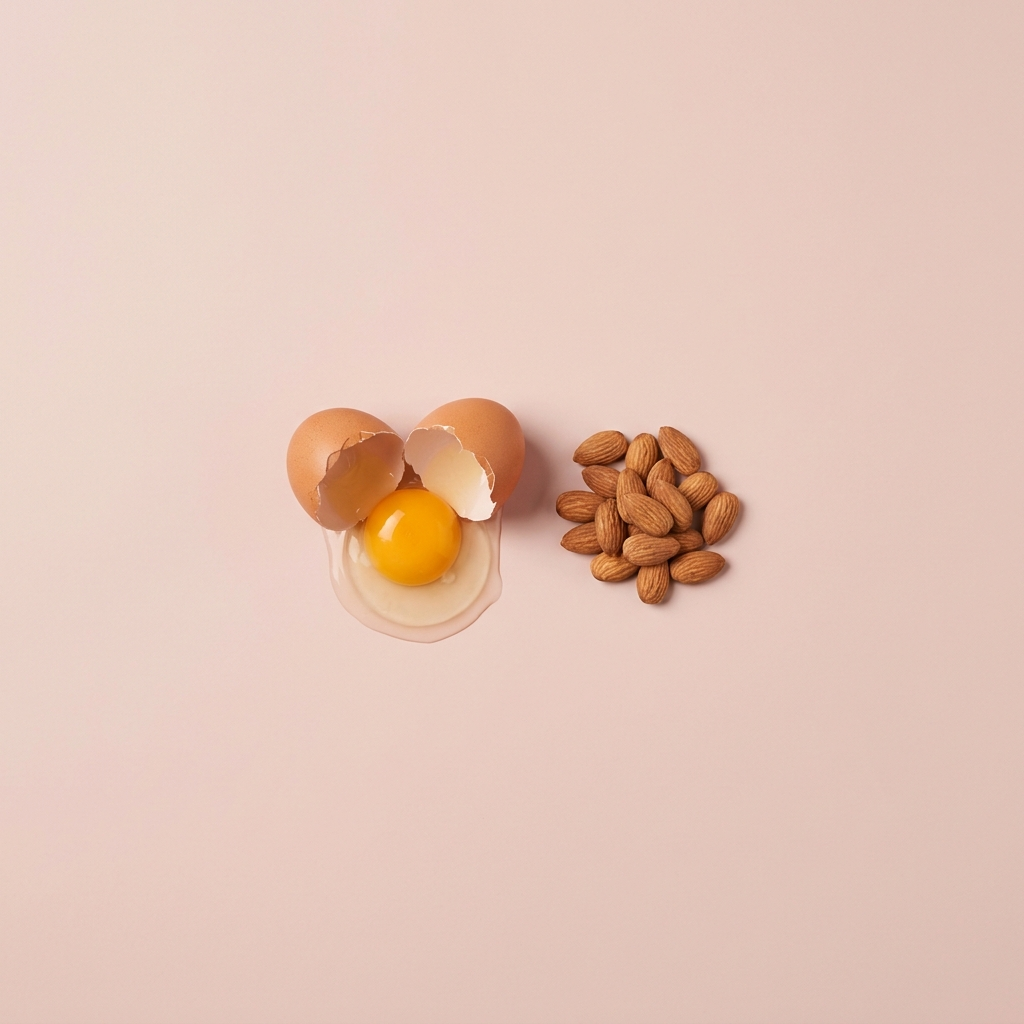 Biotin, shown with egg and almonds